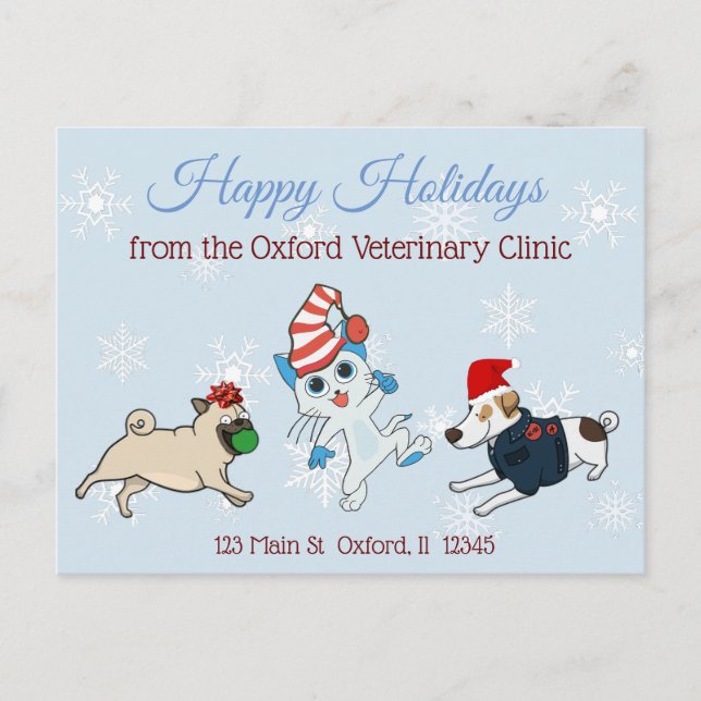 Happy Holidays Pet Business Christmas Cards (Front)