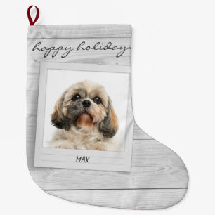 Happy Holidays Pet Photo Frame Personalised Large Christmas Stocking