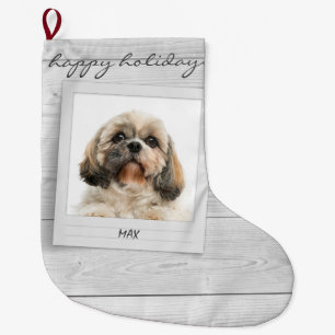 Happy Holidays Pet Photo Frame Personalised Large Christmas Stocking
