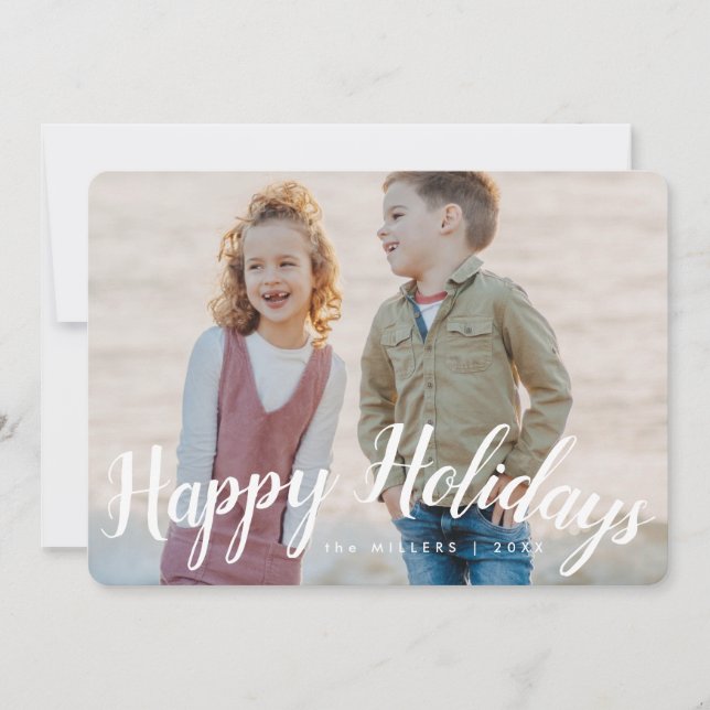 Happy Holidays Photo Card, horizontal Holiday Card (Front)
