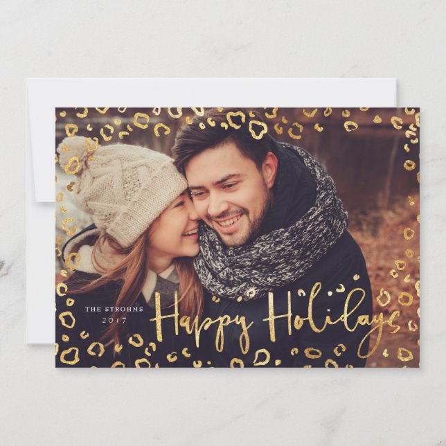 Happy Holidays Photo Card in Gold | Modern & Bold (Front)