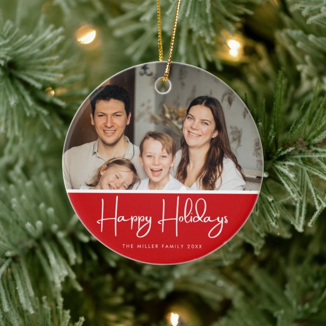  Happy holidays photo Ceramic Tree Decoration (Tree)