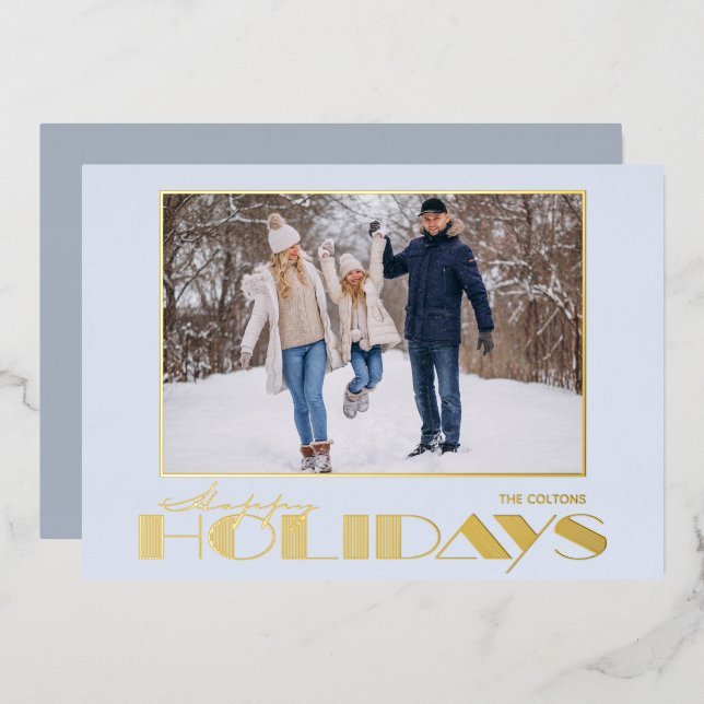 Happy Holidays Photo Foil Holiday Card (Front/Back)