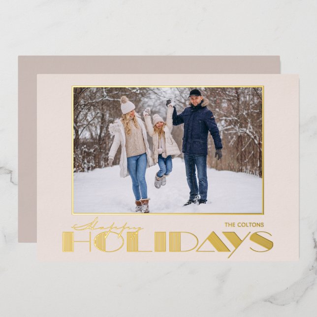 Happy Holidays Photo Foil Holiday Card (Front/Back)