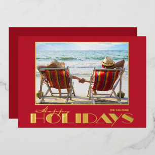 Happy Holidays Photo Gold Foil Holiday Card