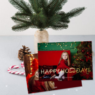 Happy Holidays Photo Gold Foil Holiday Card