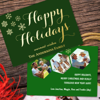 Happy Holidays, Photo Green Personalised Foil Card