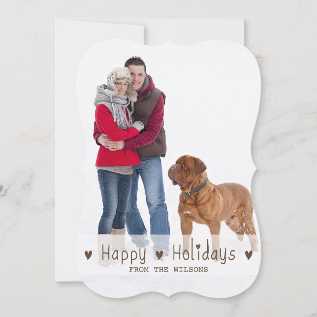 HAPPY HOLIDAYS PHOTO HOLIDAY CARD | BROWN (Front)