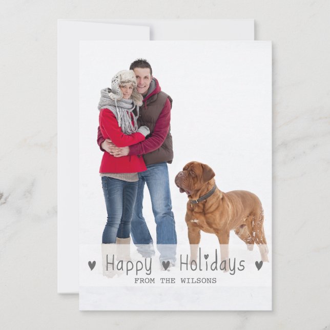 HAPPY HOLIDAYS PHOTO HOLIDAY CARD | GREY (Front)