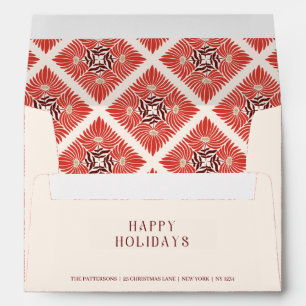 Happy Holidays Photo Modern Bold Red Floral Envelope
