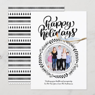 HAPPY HOLIDAYS PHOTO Modern Festive Robin Xmas Invitation