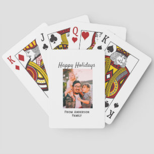 Happy holidays photo modern love simple family mo playing cards