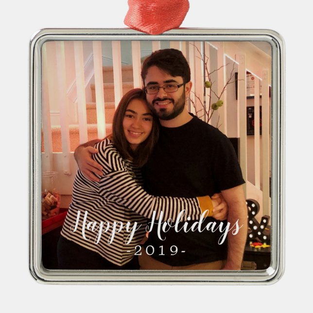 Happy Holidays Photo Ornament (Front)
