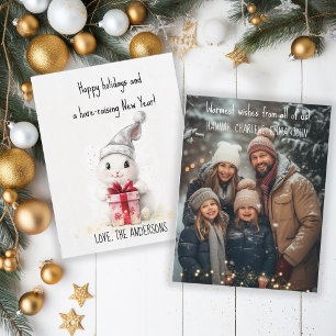 Happy Holidays Photo Winter Rabbit Christmas  Holiday Card