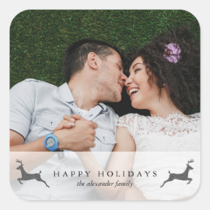 Happy Holidays Photo with Deer Sticker