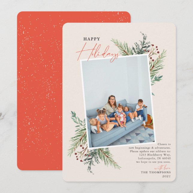 Happy Holidays Pine Tan Moving Announcement (Front/Back)