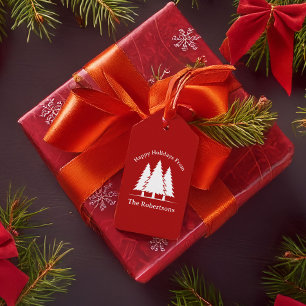 Happy Holidays Pine Trees Country Christmas Gift Tags