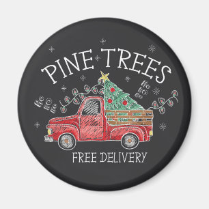 Happy Holidays Pine Trees Free Delivery Magnet