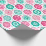 Happy Holidays Pink Teal Snowflakes Wrapping Paper<br><div class="desc">This snowflakes wrapping paper has a pretty pink and teal Snowflakes holiday pattern. This pattern has three sayings “Happy Holidays”, "Let it Snow" and “Joy & Peace” in beautiful scrolling serif font. There are 11 different snowflakes with 3 pink and 3 teal colours. You can make the pattern on the...</div>