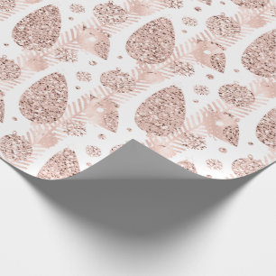 Happy Holidays Pink White Glitter Christmas Decor Wrapping Paper