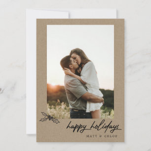 Happy Holidays Plaid Christmas Photo Card