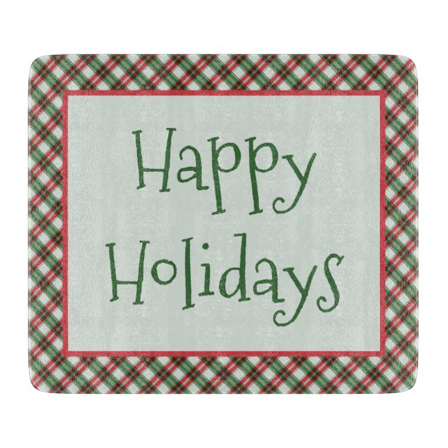 Happy Holidays Plaid Country  Cutting Board (Front)