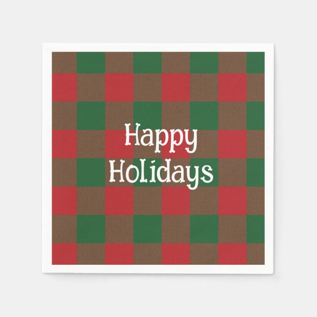 Happy Holidays Plaid Napkin (Front)