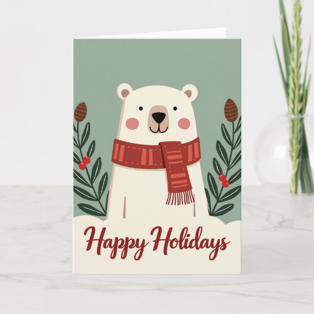 Happy Holidays Polar Bear Card (Front)