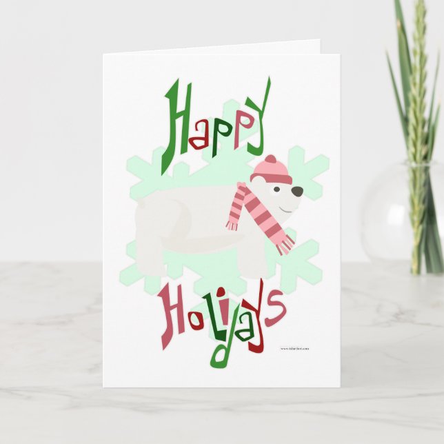 Happy Holidays Polar Bear Holiday Card (Front)
