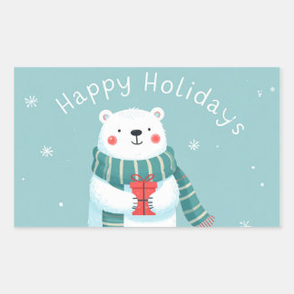 Happy Holidays Polar Bear Hug Sticker