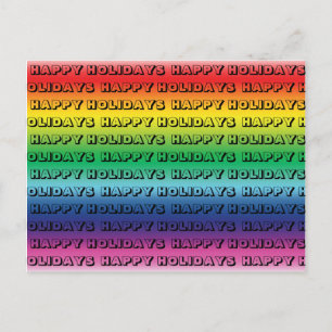 "Happy Holidays" pride lgbt lgbtq rainbow colours Postcard