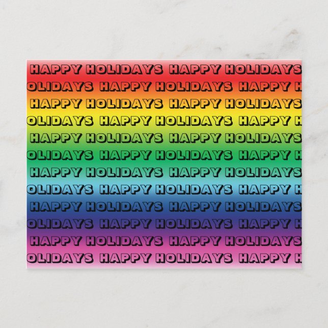 "Happy Holidays" pride lgbt lgbtq rainbow colours Postcard (Front)