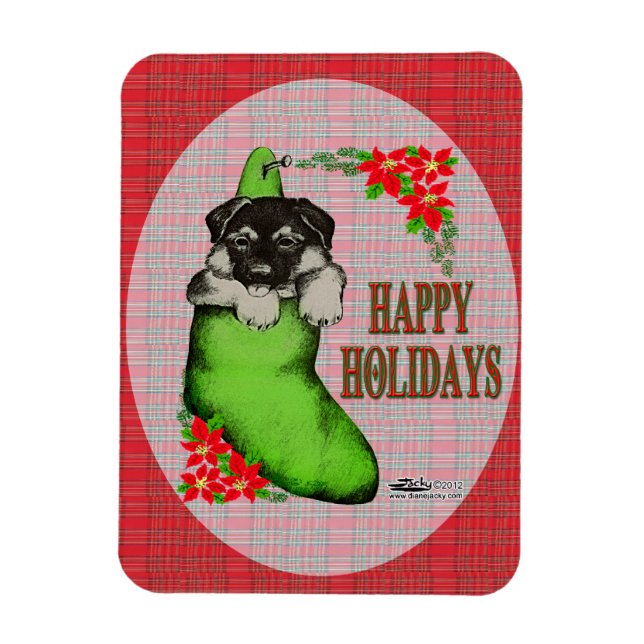 Happy Holidays Puppy Magnet (Vertical)