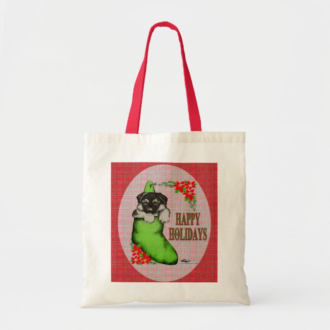 Happy Holidays Puppy Tote Bag (Front)