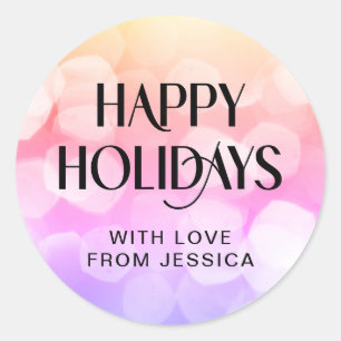 HAPPY HOLIDAYS! Purple, Pink, Glitter Sticker