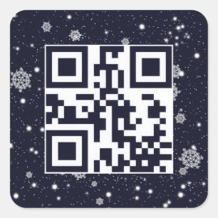 Happy Holidays QR Code In Snowflakes Square Sticker