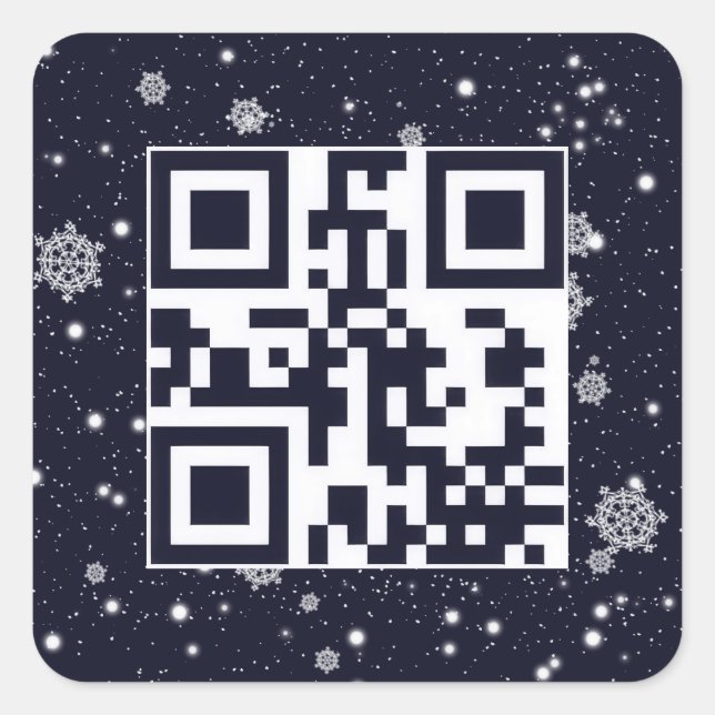 Happy Holidays QR Code In Snowflakes Square Sticker (Front)