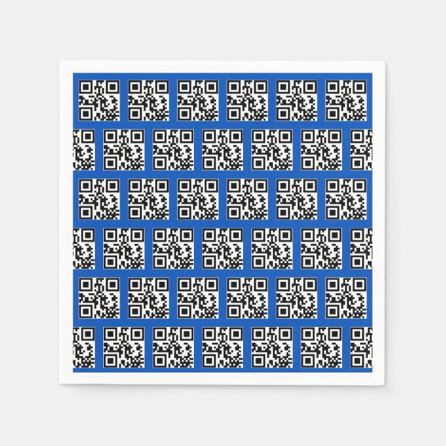 Happy Holidays QR Codes on Blue Napkin (Front)