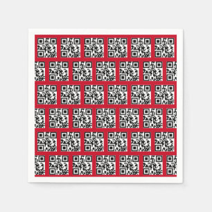 Happy Holidays QR Codes on Red Napkin