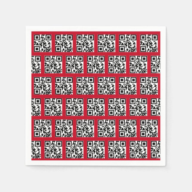 Happy Holidays QR Codes on Red Napkin (Front)
