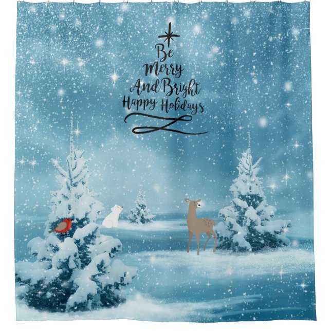 Happy Holidays Quote Shower Curtain (Front)