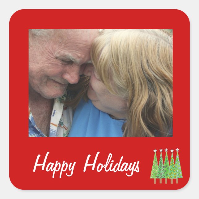Happy Holidays Red Add your own photo Stickers (Front)