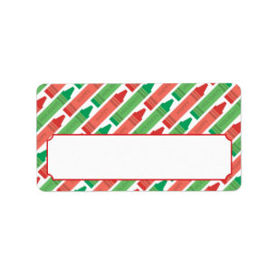 Happy Holidays Red and Green Crayons Label