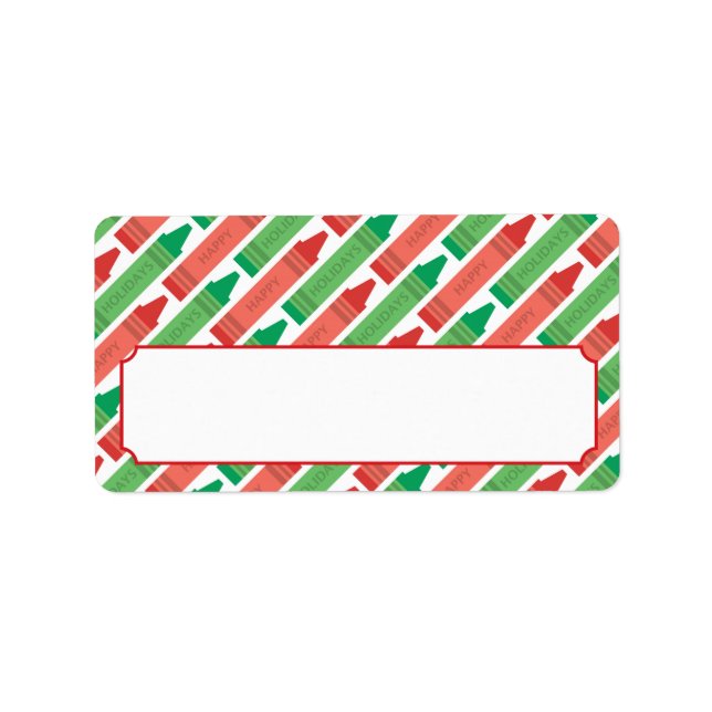 Happy Holidays Red and Green Crayons Label (Front)