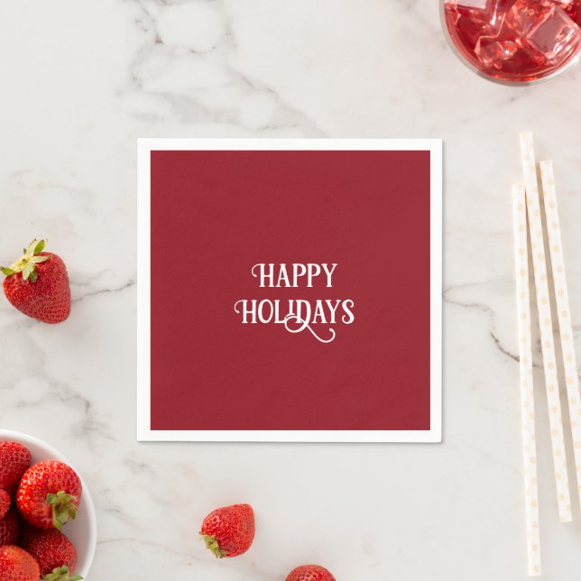 Happy Holidays Red and White Napkin (Insitu)