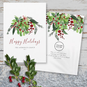 Happy Holidays Red Berries Business Logo Christmas Holiday Card