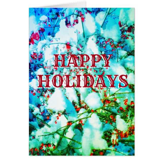 HAPPY HOLIDAYS RED BERRIES CARD vertical (Front)