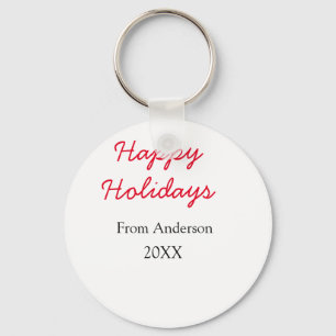 Happy holidays red black love family name yearChri Key Ring