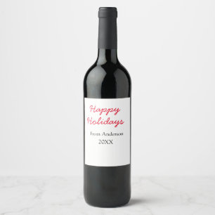 Happy holidays red black love family name yearChri Wine Label
