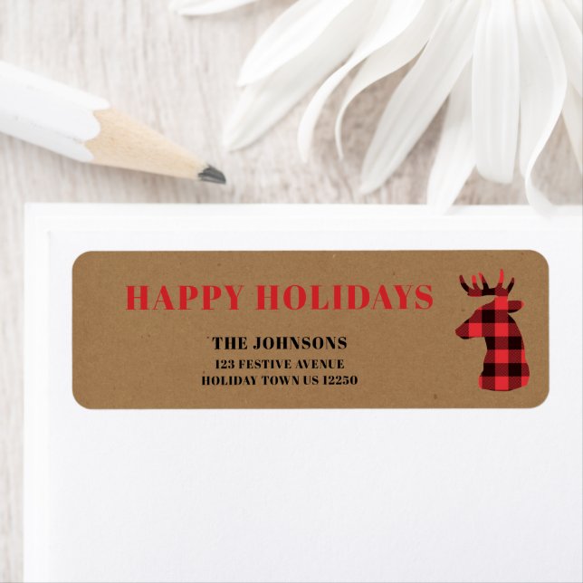 Happy Holidays Red Buffalo Plaid Deer Christmas (Insitu)